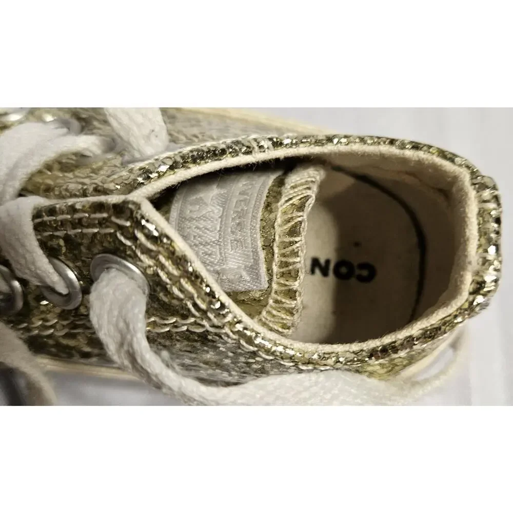 Converse Chuck Taylor All Star Infant Size 3 Gold Glitter Low Top Sneakers